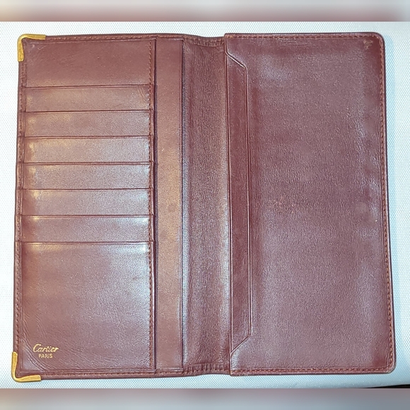 Auth Vintage Cartier Long Pills Mast Line Bordeaux Calfskin Leather- Burgundy - Picture 3 of 16